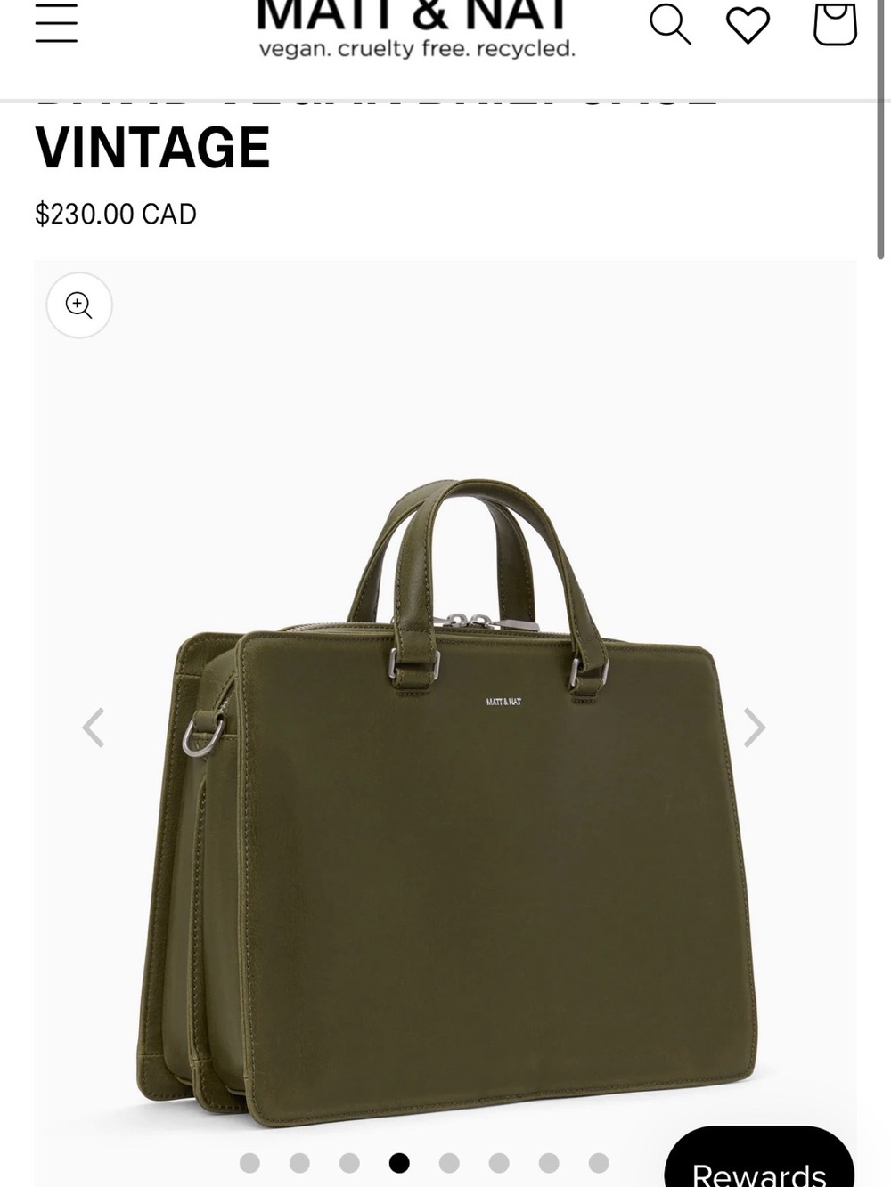 Matt & Nat Vintage Olive Green Briefcase